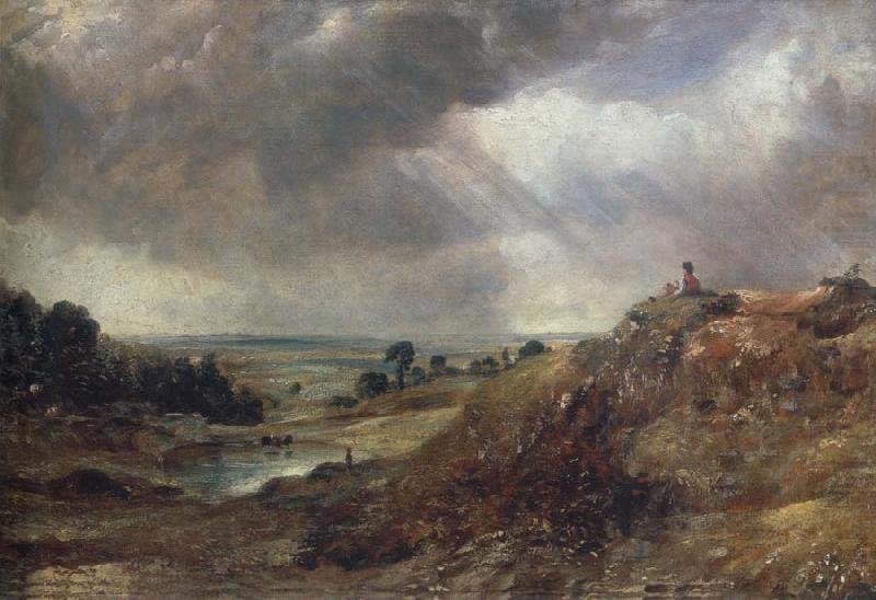 Branch Hill Pond,Hampstead Heath,with a boy sitting on a bank, John Constable